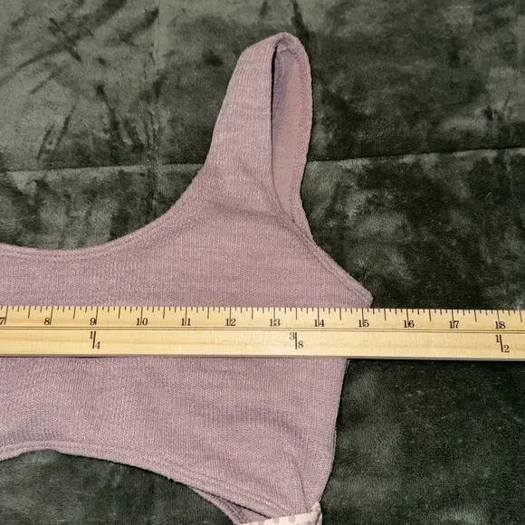 One-Piece Swimsuit Women's Medium Mauve Purple Polka Dot Cut Outs Swimwear - Picture 7 of 7